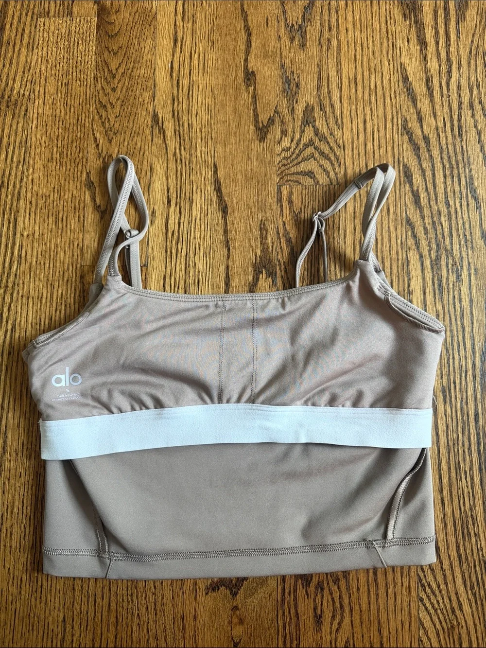 Alo Tan Taupe Airlift Street Goddess Ribbed Bra Tank S